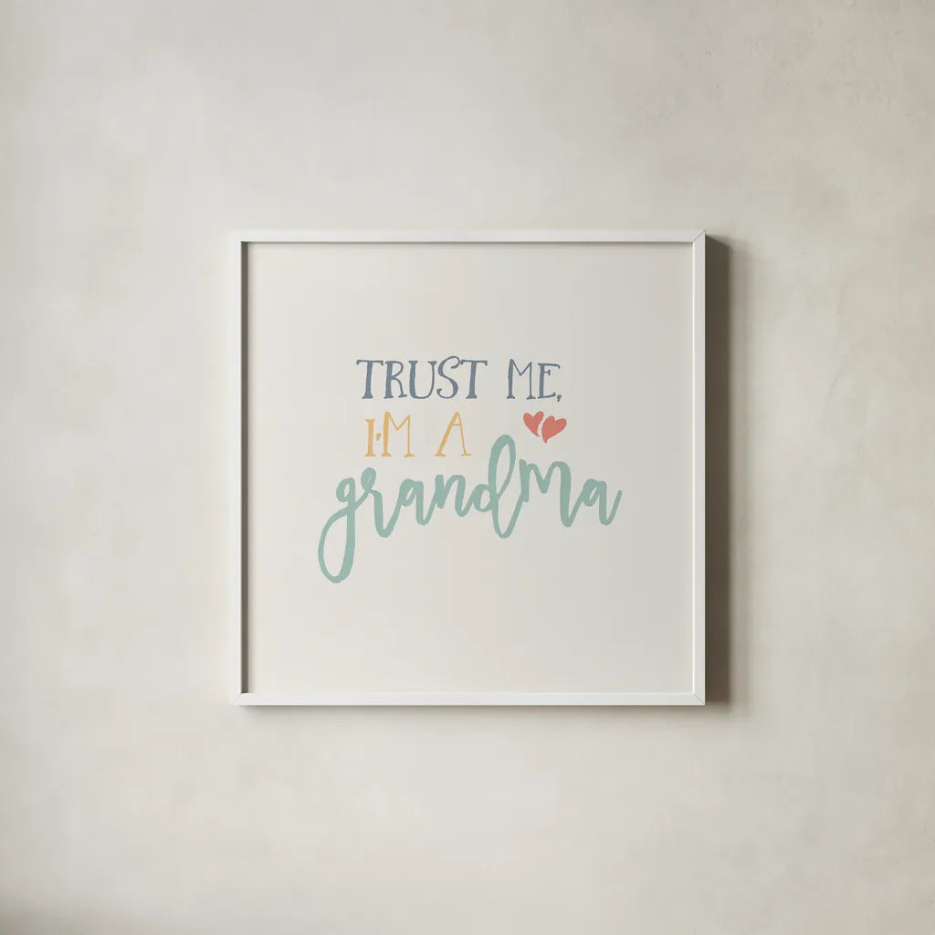 Grandma Inspiration I Color by Wild Apple Portfolio. Shown in a crisp white glass frame for a clean and minimalist style. Available as an archival giclee rolled canvas, fine art paper, or poster print. SKU 54783a.