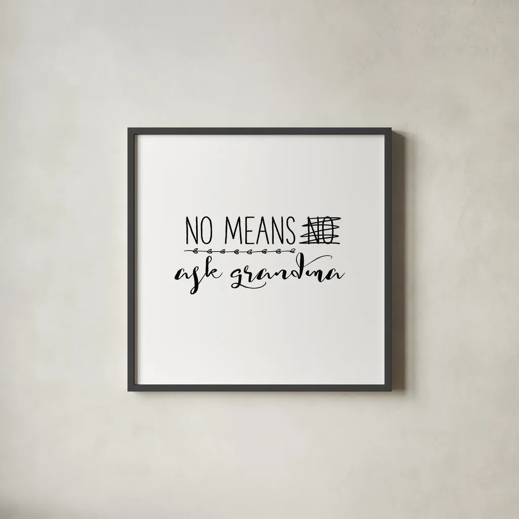 Grandma Inspiration II by Wild Apple Portfolio. Shown in a sleek black glass frame for a contemporary gallery look. Available as an archival giclee rolled canvas, fine art paper, or poster print. SKU 54756a.