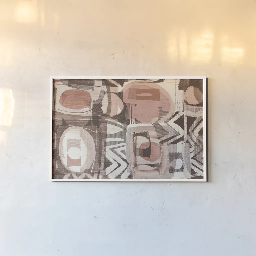 Graphic Abstract III Blush by Wild Apple Portfolio. shown as a paper print in a white frame. Available as a archival giclee rolled canvas, fine art paper, or poster print. SKU 82382i.