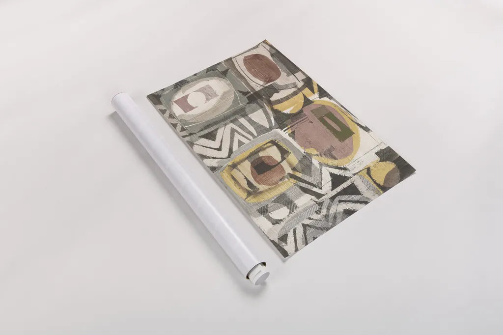 Graphic Abstract III Sunbaked by Wild Apple Portfolio. shown as a rolled paper print. Available as archival giclee rolled canvas, fine art paper, or poster print. SKU 52116i.