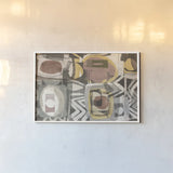 Graphic Abstract III Sunbaked by Wild Apple Portfolio. shown as a paper print in a white frame. Available as a archival giclee rolled canvas, fine art paper, or poster print. SKU 52116i.