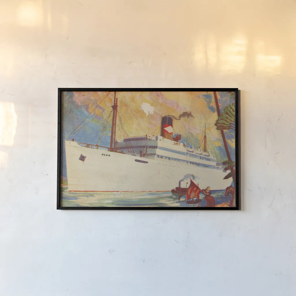 Great White Fleet Postcard II Crop by Wild Apple Portfolio. shown as a paper print in a black flame. Available as a archival giclee rolled canvas, fine art paper, or poster print. SKU 27140i.