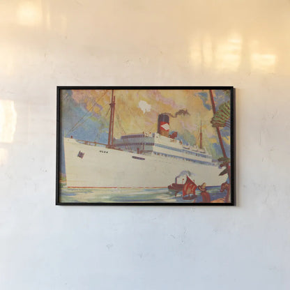 Great White Fleet Postcard II Crop by Wild Apple Portfolio. shown as a paper print in a black flame. Available as a archival giclee rolled canvas, fine art paper, or poster print. SKU 27140i.