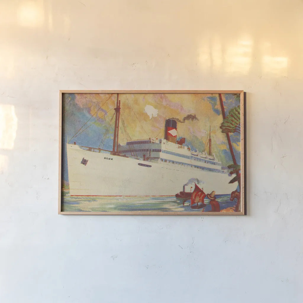 Great White Fleet Postcard II Crop by Wild Apple Portfolio. shown as a paper print in a natural frame. Available as a archival giclee rolled canvas, fine art paper, or poster print. SKU 27140i.