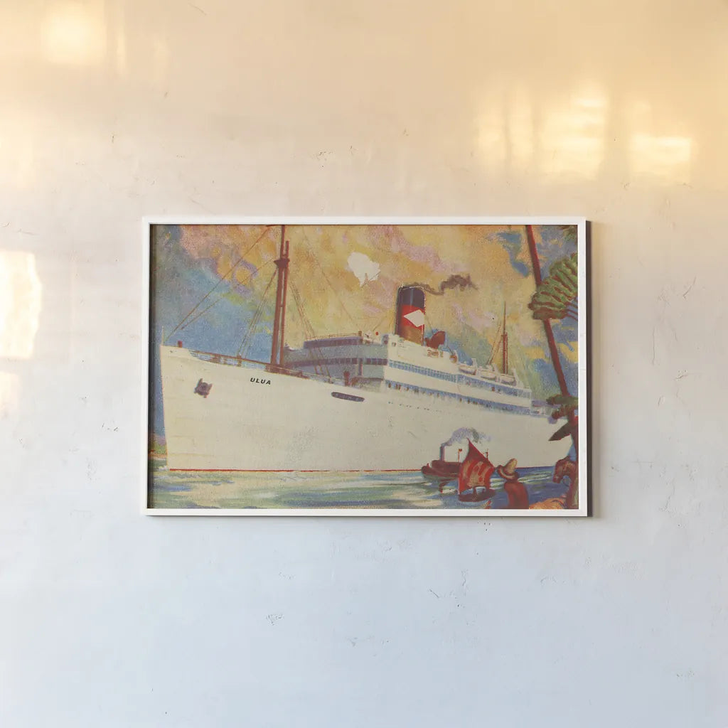 Great White Fleet Postcard II Crop by Wild Apple Portfolio. shown as a paper print in a white frame. Available as a archival giclee rolled canvas, fine art paper, or poster print. SKU 27140i.