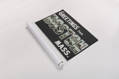 Greetings from Boston by Wild Apple Portfolio. shown as a rolled paper print. Available as archival giclee rolled canvas, fine art paper, or poster print. SKU 89471i.