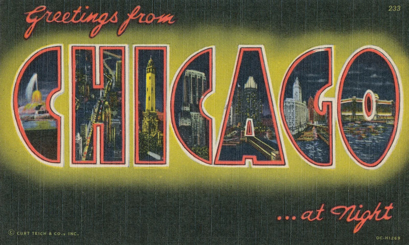 Greetings from Chicago at Night by Wild Apple Portfolio