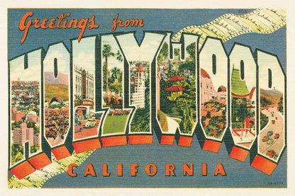 Greetings from Hollywood v2 by Wild Apple Portfolio. SKU 45240i. Archival Giclee Fine art print for wall decor.