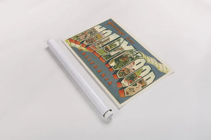 Greetings from Hollywood v2 by Wild Apple Portfolio. shown as a rolled paper print. Available as archival giclee rolled canvas, fine art paper, or poster print. SKU 45240i.