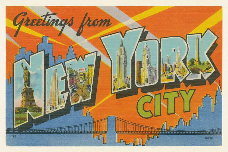 Greetings from New York by Wild Apple Portfolio. SKU 45242i. Archival Giclee Fine art print for wall decor.