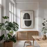 Half Domes I by Wild Apple Portfolio. shown as a print in a natural wood frame in a dining room. Available as a archival giclee rolled canvas, fine art paper, or poster print. SKU 73671h.