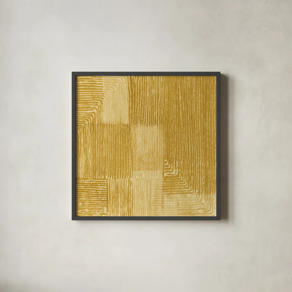 Handcrafted I Gold by Wild Apple Portfolio. Shown in a sleek black glass frame for a contemporary gallery look. Available as an archival giclee rolled canvas, fine art paper, or poster print. SKU 88476a.