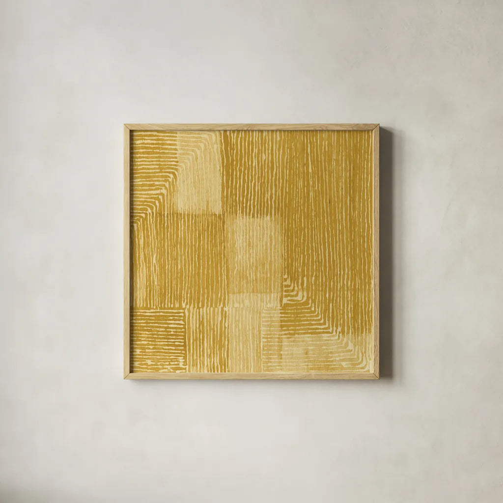 Handcrafted I Gold by Wild Apple Portfolio. Shown in a natural wood glass frame for a timeless modern aesthetic. Available as an archival giclee rolled canvas, fine art paper, or poster print. SKU 88476a.