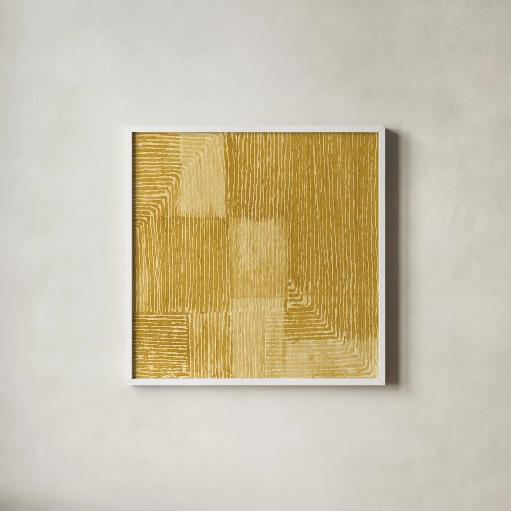 Handcrafted I Gold by Wild Apple Portfolio. Shown in a crisp white glass frame for a clean and minimalist style. Available as an archival giclee rolled canvas, fine art paper, or poster print. SKU 88476a.