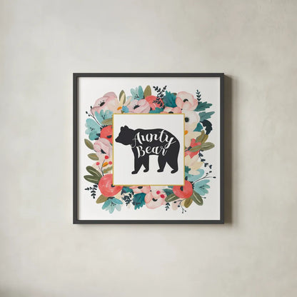Harriet Floral Aunt Inspiration III by Wild Apple Portfolio. Shown in a sleek black glass frame for a contemporary gallery look. Available as an archival giclee rolled canvas, fine art paper, or poster print. SKU 57247a.