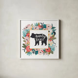 Harriet Floral Aunt Inspiration III by Wild Apple Portfolio. Shown in a crisp white glass frame for a clean and minimalist style. Available as an archival giclee rolled canvas, fine art paper, or poster print. SKU 57247a.