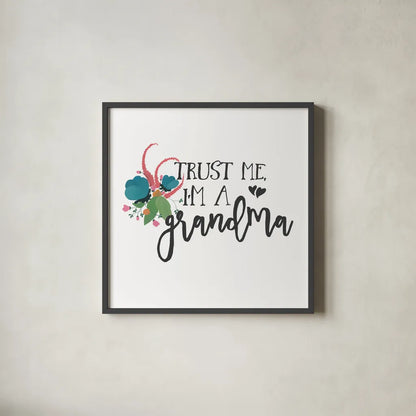 Harriet Floral Grandma Inspiration I by Wild Apple Portfolio. Shown in a sleek black glass frame for a contemporary gallery look. Available as an archival giclee rolled canvas, fine art paper, or poster print. SKU 57252a.