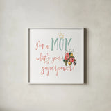 Harriet Floral Mom Inspiration II by Wild Apple Portfolio. Shown in a crisp white glass frame for a clean and minimalist style. Available as an archival giclee rolled canvas, fine art paper, or poster print. SKU 57246a.