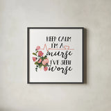Harriet Floral Nurse Inspiration II by Wild Apple Portfolio. Shown in a sleek black glass frame for a contemporary gallery look. Available as an archival giclee rolled canvas, fine art paper, or poster print. SKU 57249a.