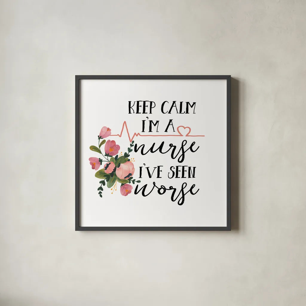 Harriet Floral Nurse Inspiration II by Wild Apple Portfolio. Shown in a sleek black glass frame for a contemporary gallery look. Available as an archival giclee rolled canvas, fine art paper, or poster print. SKU 57249a.