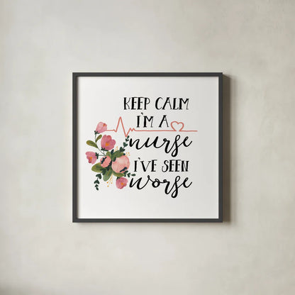 Harriet Floral Nurse Inspiration II by Wild Apple Portfolio. Shown in a sleek black glass frame for a contemporary gallery look. Available as an archival giclee rolled canvas, fine art paper, or poster print. SKU 57249a.