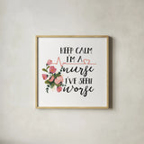 Harriet Floral Nurse Inspiration II by Wild Apple Portfolio. Shown in a natural wood glass frame for a timeless modern aesthetic. Available as an archival giclee rolled canvas, fine art paper, or poster print. SKU 57249a.