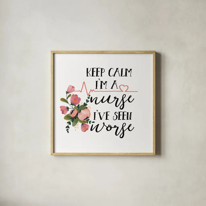 Harriet Floral Nurse Inspiration II by Wild Apple Portfolio. Shown in a natural wood glass frame for a timeless modern aesthetic. Available as an archival giclee rolled canvas, fine art paper, or poster print. SKU 57249a.