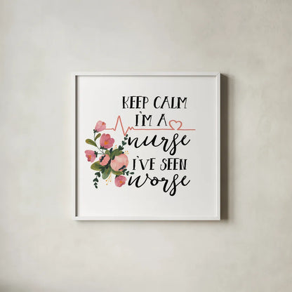 Harriet Floral Nurse Inspiration II by Wild Apple Portfolio. Shown in a crisp white glass frame for a clean and minimalist style. Available as an archival giclee rolled canvas, fine art paper, or poster print. SKU 57249a.
