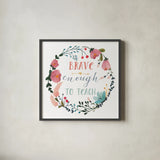 Harriet Floral Teacher Inspiration II by Wild Apple Portfolio. Shown in a sleek black glass frame for a contemporary gallery look. Available as an archival giclee rolled canvas, fine art paper, or poster print. SKU 57251a.
