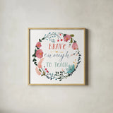 Harriet Floral Teacher Inspiration II by Wild Apple Portfolio. Shown in a natural wood glass frame for a timeless modern aesthetic. Available as an archival giclee rolled canvas, fine art paper, or poster print. SKU 57251a.