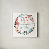 Harriet Floral Teacher Inspiration II by Wild Apple Portfolio. Shown in a crisp white glass frame for a clean and minimalist style. Available as an archival giclee rolled canvas, fine art paper, or poster print. SKU 57251a.