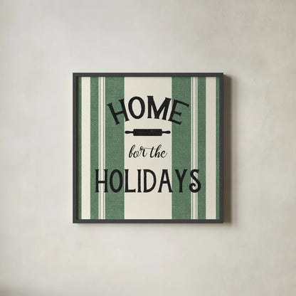 Heartland Holiday I by Wild Apple Portfolio. Shown in a sleek black glass frame for a contemporary gallery look. Available as an archival giclee rolled canvas, fine art paper, or poster print. SKU 74137a.