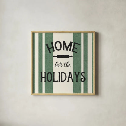 Heartland Holiday I by Wild Apple Portfolio. Shown in a natural wood glass frame for a timeless modern aesthetic. Available as an archival giclee rolled canvas, fine art paper, or poster print. SKU 74137a.