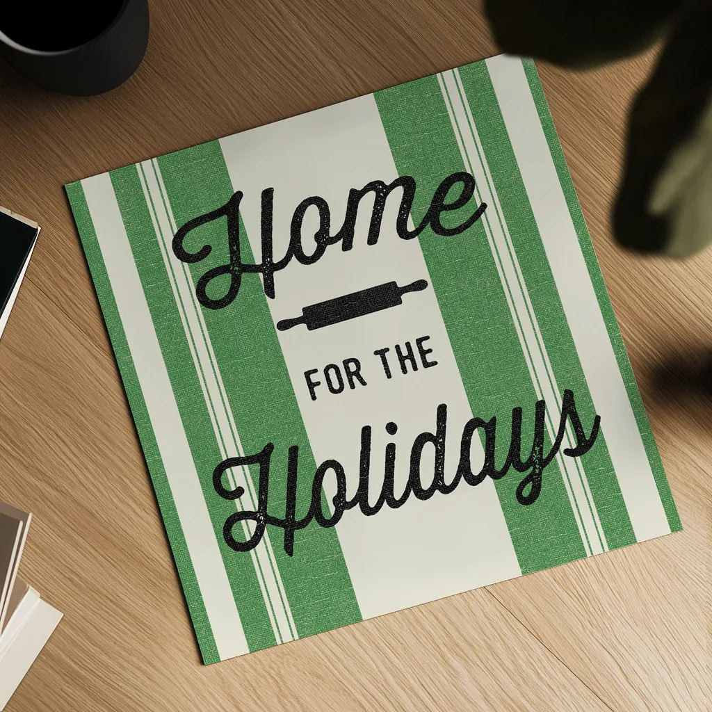 Heartland Holiday I v2 Green by Wild Apple Portfolio. Shown as a detailed flat fine art print, highlighting archival giclee quality. Available as an archival giclee rolled canvas, fine art paper, or poster print. SKU 75550a.