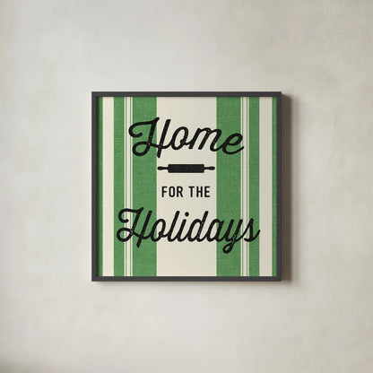 Heartland Holiday I v2 Green by Wild Apple Portfolio. Shown in a sleek black glass frame for a contemporary gallery look. Available as an archival giclee rolled canvas, fine art paper, or poster print. SKU 75550a.