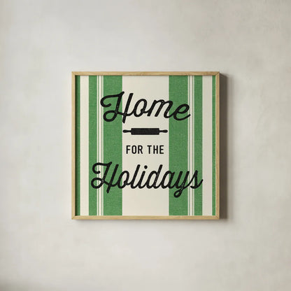 Heartland Holiday I v2 Green by Wild Apple Portfolio. Shown in a natural wood glass frame for a timeless modern aesthetic. Available as an archival giclee rolled canvas, fine art paper, or poster print. SKU 75550a.