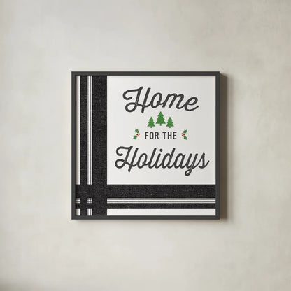 Heartland Holiday I v3 by Wild Apple Portfolio. Shown in a sleek black glass frame for a contemporary gallery look. Available as an archival giclee rolled canvas, fine art paper, or poster print. SKU 75551a.