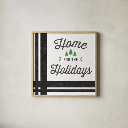 Heartland Holiday I v3 by Wild Apple Portfolio. Shown in a natural wood glass frame for a timeless modern aesthetic. Available as an archival giclee rolled canvas, fine art paper, or poster print. SKU 75551a.