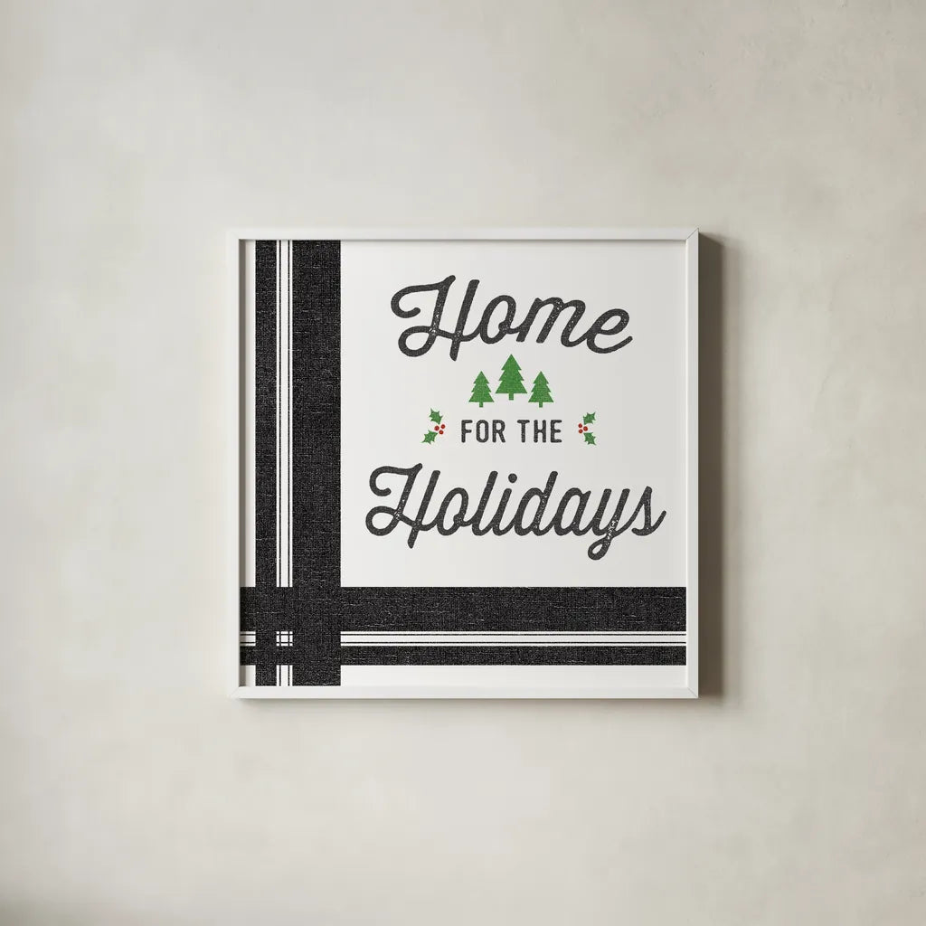 Heartland Holiday I v3 by Wild Apple Portfolio. Shown in a crisp white glass frame for a clean and minimalist style. Available as an archival giclee rolled canvas, fine art paper, or poster print. SKU 75551a.