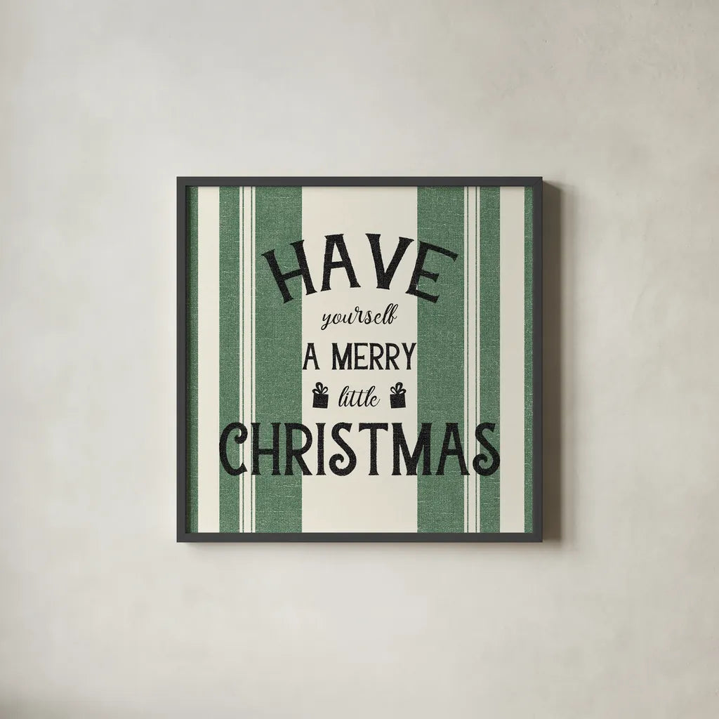 Heartland Holiday II by Wild Apple Portfolio. Shown in a sleek black glass frame for a contemporary gallery look. Available as an archival giclee rolled canvas, fine art paper, or poster print. SKU 74138a.