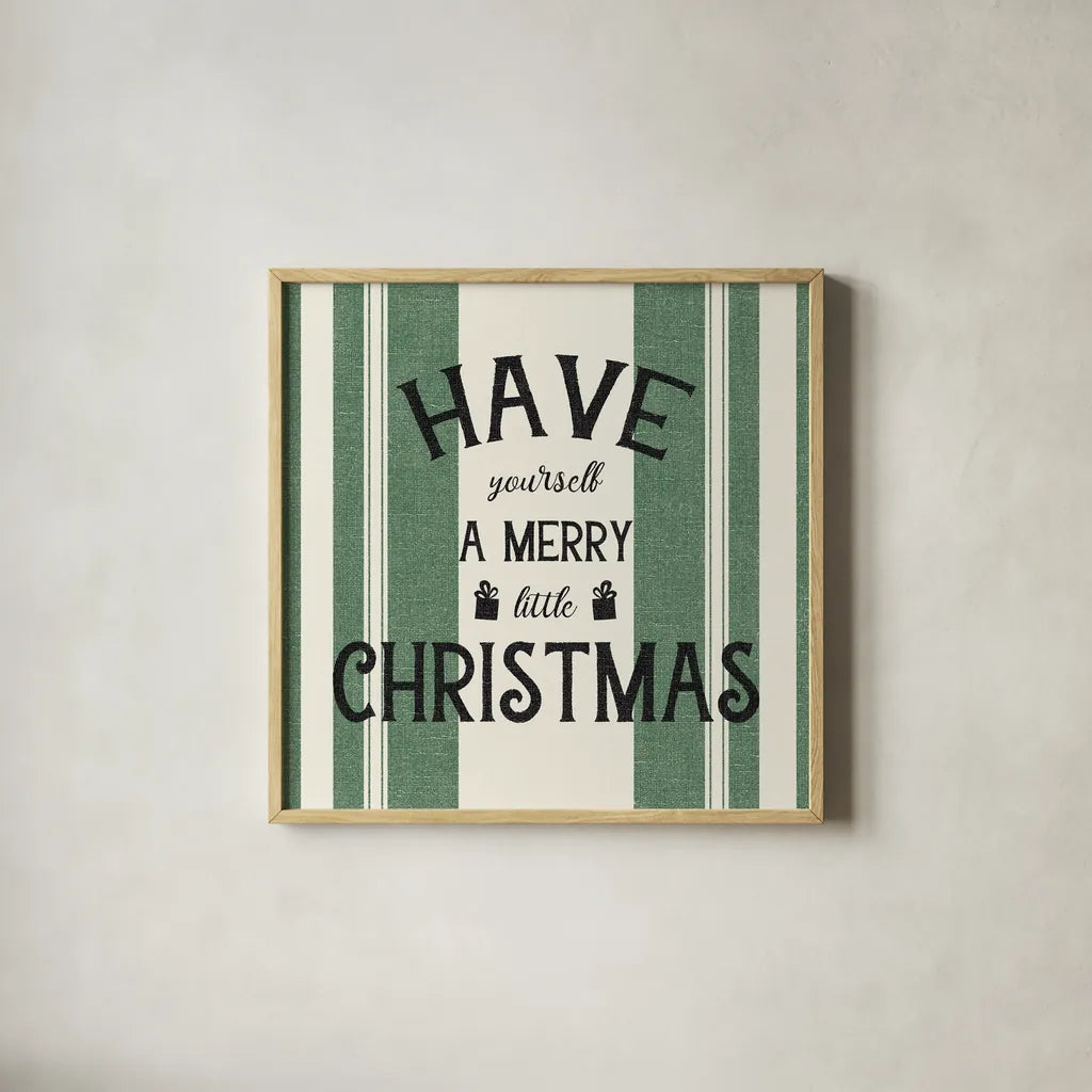 Heartland Holiday II by Wild Apple Portfolio. Shown in a natural wood glass frame for a timeless modern aesthetic. Available as an archival giclee rolled canvas, fine art paper, or poster print. SKU 74138a.