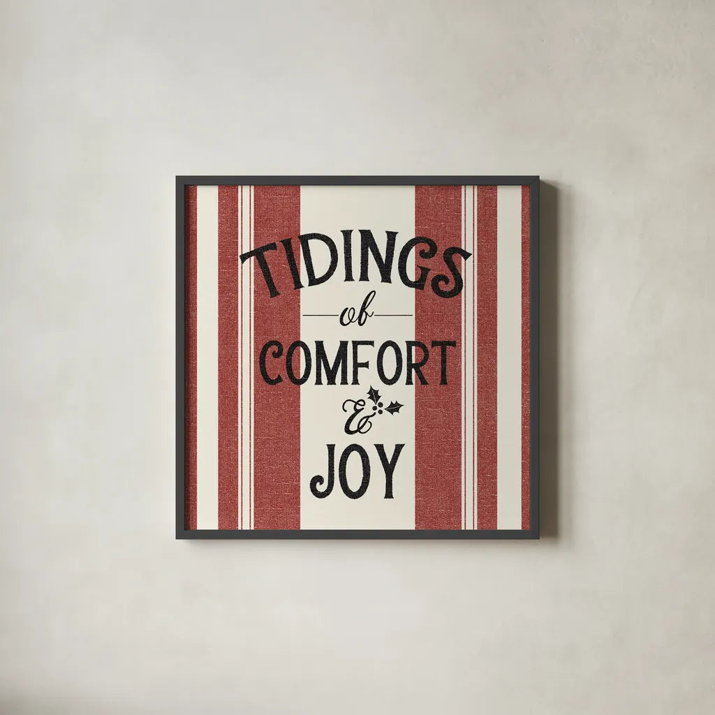 Heartland Holiday III by Wild Apple Portfolio. Shown in a sleek black glass frame for a contemporary gallery look. Available as an archival giclee rolled canvas, fine art paper, or poster print. SKU 74139a.