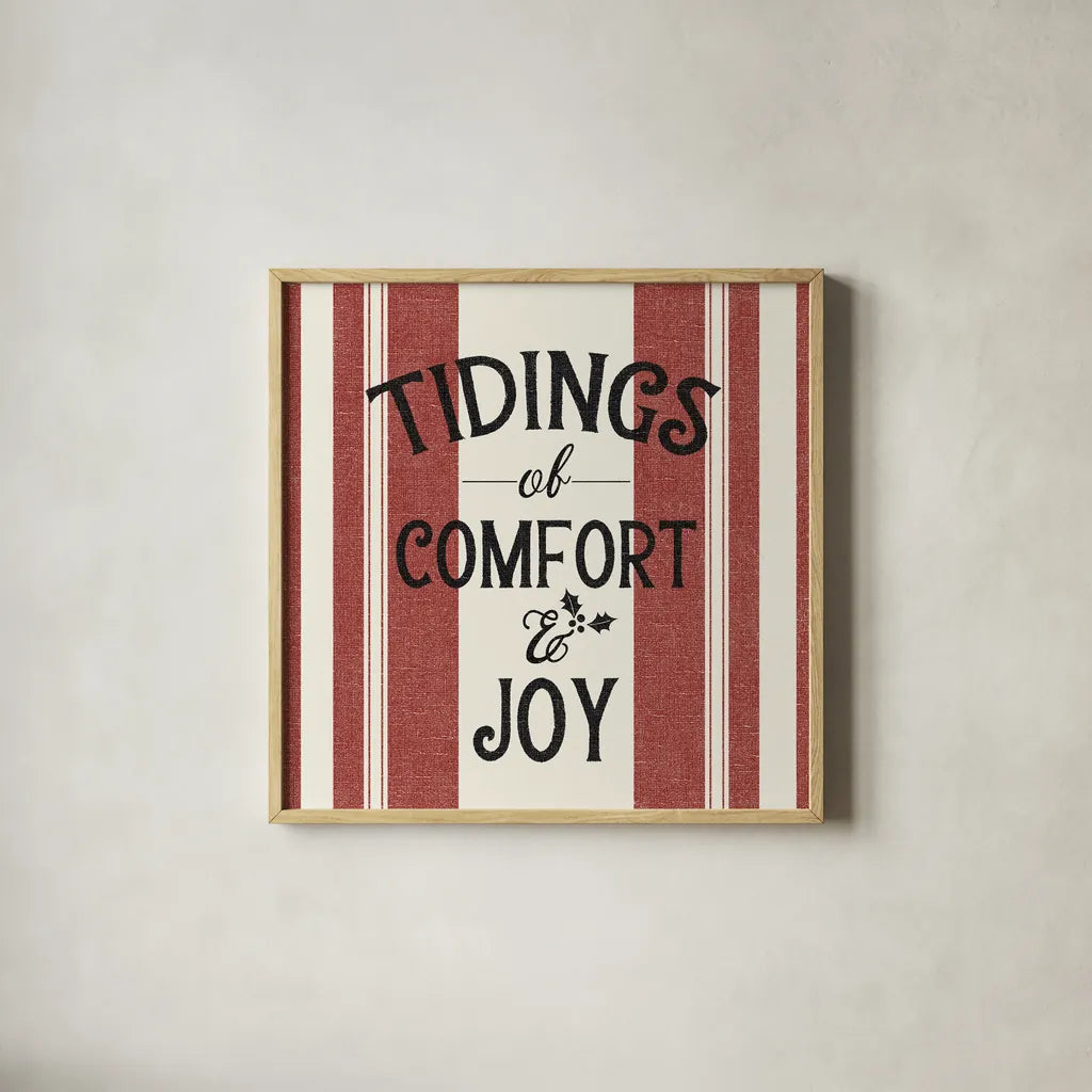 Heartland Holiday III by Wild Apple Portfolio. Shown in a natural wood glass frame for a timeless modern aesthetic. Available as an archival giclee rolled canvas, fine art paper, or poster print. SKU 74139a.