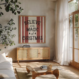 Heartland Holiday IV by Wild Apple Portfolio. Shown in a natural wood frame in a cozy modern living room. Available as an archival giclee rolled canvas, fine art paper, or poster print. SKU 74140a.