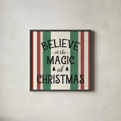 Heartland Holiday IV Green by Wild Apple Portfolio. Shown in a sleek black glass frame for a contemporary gallery look. Available as an archival giclee rolled canvas, fine art paper, or poster print. SKU 75409a.