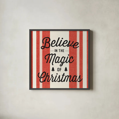 Heartland Holiday IV v2 Red by Wild Apple Portfolio. Shown in a sleek black glass frame for a contemporary gallery look. Available as an archival giclee rolled canvas, fine art paper, or poster print. SKU 75548a.