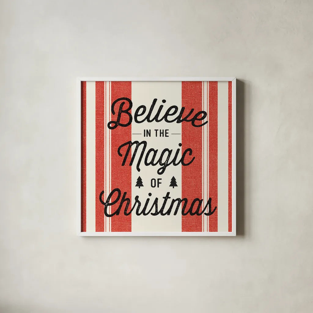 Heartland Holiday IV v2 Red by Wild Apple Portfolio. Shown in a crisp white glass frame for a clean and minimalist style. Available as an archival giclee rolled canvas, fine art paper, or poster print. SKU 75548a.