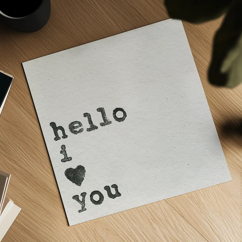 Hello I Love You by Wild Apple Portfolio. Shown as a detailed flat fine art print, highlighting archival giclee quality. Available as an archival giclee rolled canvas, fine art paper, or poster print. SKU 71690a.