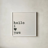 Hello I Love You by Wild Apple Portfolio. Shown in a crisp white glass frame for a clean and minimalist style. Available as an archival giclee rolled canvas, fine art paper, or poster print. SKU 71690a.