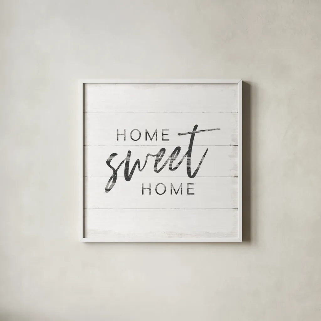 Home Inspiration I by Wild Apple Portfolio. Shown in a crisp white glass frame for a clean and minimalist style. Available as an archival giclee rolled canvas, fine art paper, or poster print. SKU 56876a.
